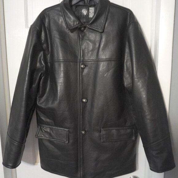 GV Emporio Handmade in Italy Black Leather Jacket Sz L - Picture 2 of 7